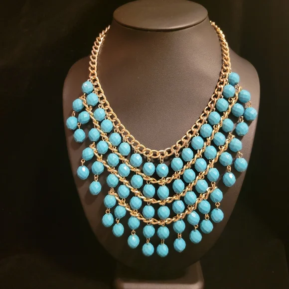 Vintage Turquoise Beaded Statement Necklace - Picture 2 of 4
